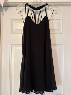 Express Black Strappy Open Back Dress XS Flowy Chiffon Mini
